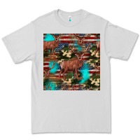 Dove Grey hunting deer american flag seamless pattern Premium Tee - HRA Design Shop