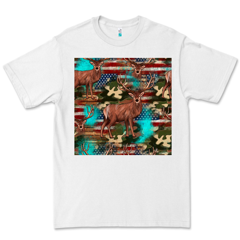 Hunting Deer American Flag Seamless Pattern Premium Tee by HRA Design Shop | Teevron