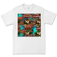 White hunting deer american flag seamless pattern Premium Tee - HRA Design Shop
