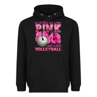 Black In October We Wear Pink and Watch Volleyball Heavyweight Hoodie - texasbilliewilder