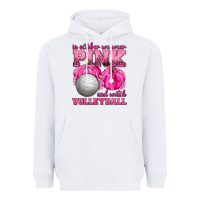 White In October We Wear Pink and Watch Volleyball Heavyweight Hoodie - texasbilliewilder