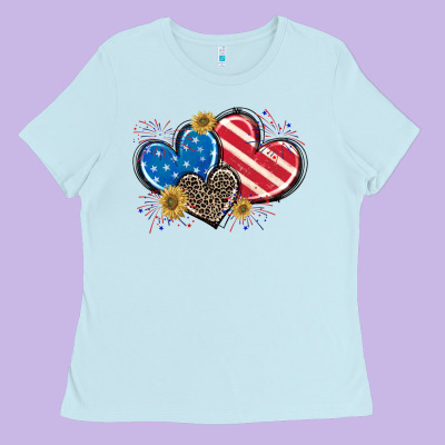 American Flag Heart Ladies Tee Designed By Cowgirlartshop