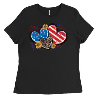 Black American Flag heart Ladies Tee - CowGirlArtShop