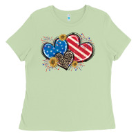 Matcha American Flag heart Ladies Tee - CowGirlArtShop