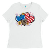 White American Flag heart Ladies Tee - CowGirlArtShop