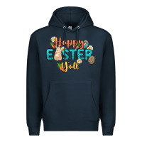 Navy Happy Easter y'all Easter Day Premium Hoodie - HowdyJamesFarm