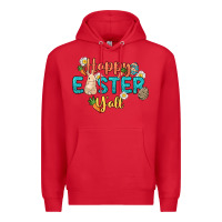 Red Happy Easter y'all Easter Day Premium Hoodie - HowdyJamesFarm