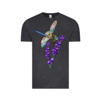 Vintage Black Dragonfly With Lavender Vintage Tee - LillyAllenDesigns