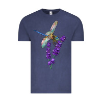 Vintage Denim Dragonfly With Lavender Vintage Tee - LillyAllenDesigns