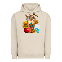 Pigment French Oak teacher cold drink frappe with sunflowers Urban Hoodie - FaDigitalArtStudio