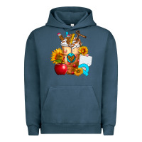 Pigment Midnight Navy teacher cold drink frappe with sunflowers Urban Hoodie - FaDigitalArtStudio