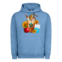 Pigment Pebble Blue teacher cold drink frappe with sunflowers Urban Hoodie - FaDigitalArtStudio