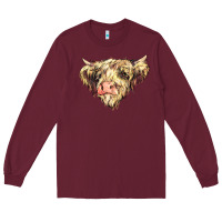 Burgundy scottish cow Long Sleeve Tee - NancyCooperArtShop