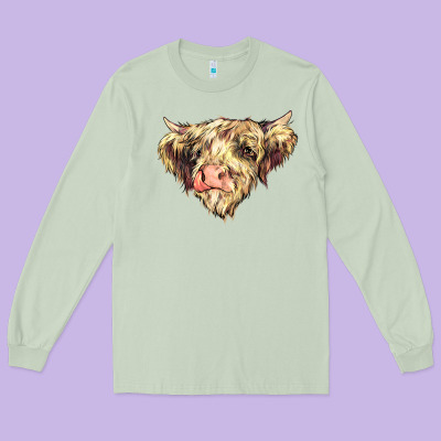Scottish Cow Long Sleeve Tee Designed By Nancycooperartshop