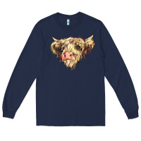 Navy scottish cow Long Sleeve Tee - NancyCooperArtShop