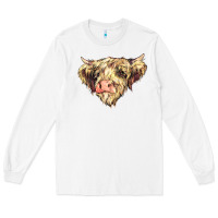 White scottish cow Long Sleeve Tee - NancyCooperArtShop