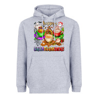 Heather Grey happy hallothanksmas coffee cups with ghost turkey Heavyweight Hoodie - texasbilliewilder