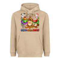 Mushroom happy hallothanksmas coffee cups with ghost turkey Heavyweight Hoodie - texasbilliewilder