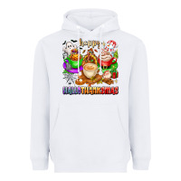 White happy hallothanksmas coffee cups with ghost turkey Heavyweight Hoodie - texasbilliewilder
