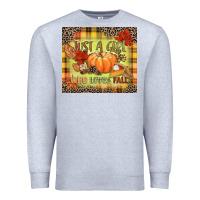 Heather Grey Just a girl who loves Fall Premium Sweatshirt - NancyCooperArtShop