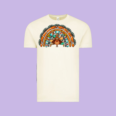 Turquoise Thanksgiving Turkey Rainbow Vintage Tee Designed By Jasminsmagicworld