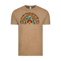 Vintage Coffee turquoise thanksgiving turkey rainbow Vintage Tee - Jasminsmagicworld