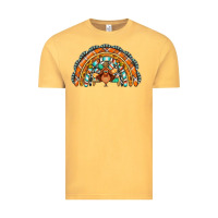 Vintage Mustard turquoise thanksgiving turkey rainbow Vintage Tee - Jasminsmagicworld