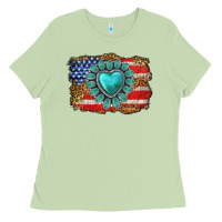 Matcha American flag leopard turquoise gemstone Ladies Tee - Neo Western