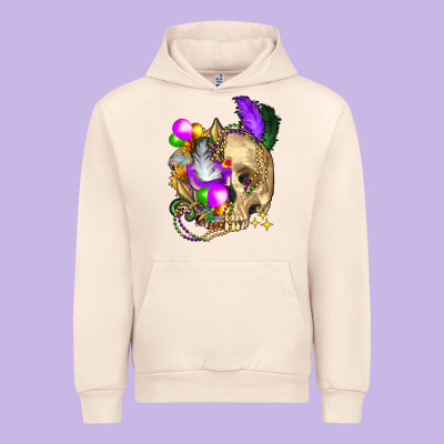 Mardi Gras Skull Urban Hoodie Designed By Fadigitalartstudio
