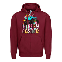 Burgundy monster truck happy easter Zipper Hoodie - Artiststas