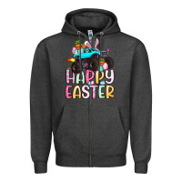 Charcoal Heather monster truck happy easter Zipper Hoodie - Artiststas
