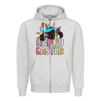 Dove Grey monster truck happy easter Zipper Hoodie - Artiststas
