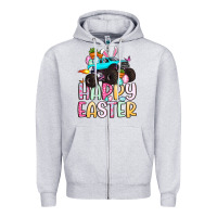 Heather Grey monster truck happy easter Zipper Hoodie - Artiststas