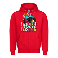 Red monster truck happy easter Zipper Hoodie - Artiststas