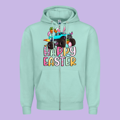 Monster Truck Happy Easter Zipper Hoodie Designed By Artiststas