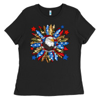 Black American flag sunflower Ladies Tee - Neo Western
