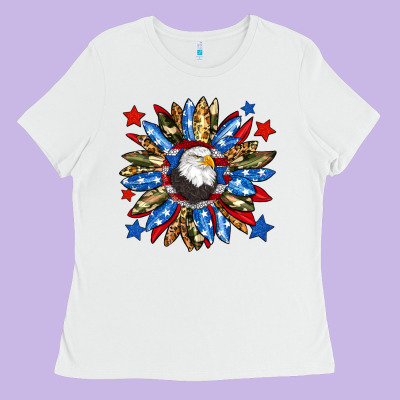 American Flag Sunflower Ladies Tee Designed By Neo Western