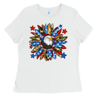 White American flag sunflower Ladies Tee - Neo Western