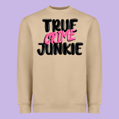 True Crime Junkie Heavyweight Sweatshirt Designed By Maliassmallbusiness