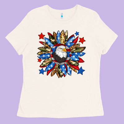 American Flag Sunflower Ladies Tee Designed By Neo Western