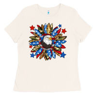 Bone American flag sunflower Ladies Tee - Neo Western