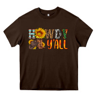 Chocolate Brown howdy y all Heavy Core Tee - HRA Design Shop