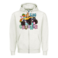 Oatmeal Heather egg crusher monster truck easter Zipper Hoodie - Artiststas