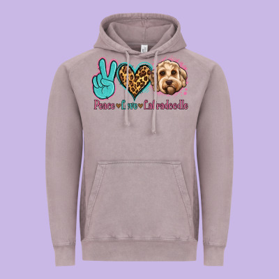 Peace Love Labradoodle Vintage Hoodie Designed By Jasminsmagicworld
