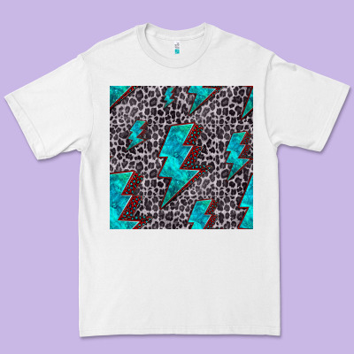 Turquoise Lightning Bolt Seamless Pattern Premium Tee Designed By Hra Design Shop