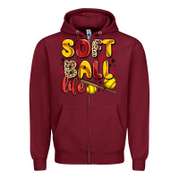 Burgundy softball life Zipper Hoodie - Artiststas