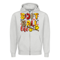 Dove Grey softball life Zipper Hoodie - Artiststas