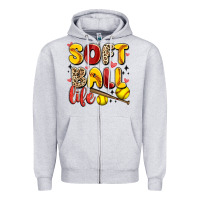 Heather Grey softball life Zipper Hoodie - Artiststas