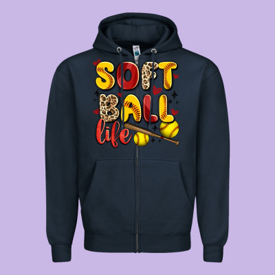 Softball Life Zipper Hoodie Designed By Artiststas