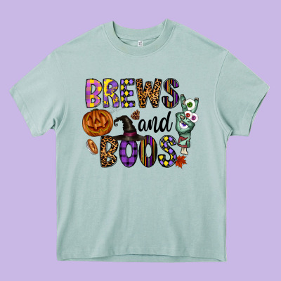 Brews And Boos Heavy Core Tee Designed By Cowhidedigitalart